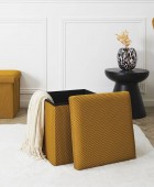 Σκαμπό-μπαούλο Atom Home Deco Factory - 38x38x38cm - Κίτρινο Σκαμπό