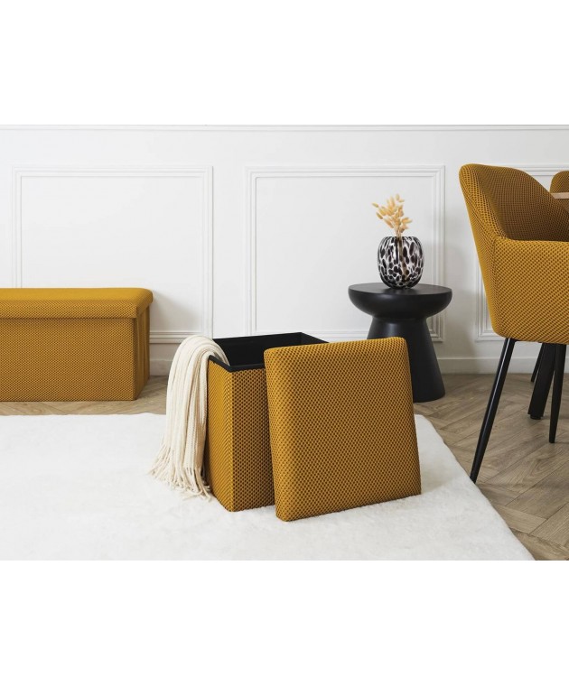 Σκαμπό-μπαούλο Atom Home Deco Factory - 38x38x38cm - Κίτρινο Σκαμπό