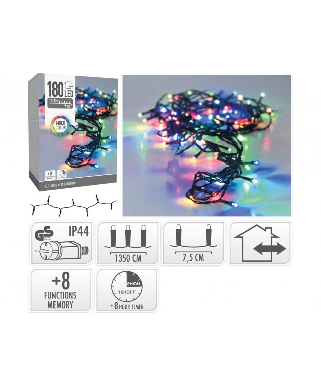 180 LED Φωτάκια - 13.5 Μέτρα - Χρονοδιακόπτης - Πολύχρωμο