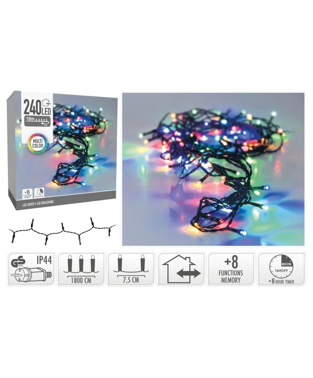 240 LED Φωτάκια - 18 Μέτρα - Χρονοδιακόπτης - Πολύχρωμο