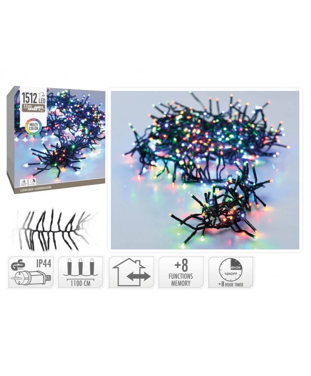 1512 LED Φωτάκια - 11 Μέτρα - Χρονοδιακόπτης - Πολύχρωμο