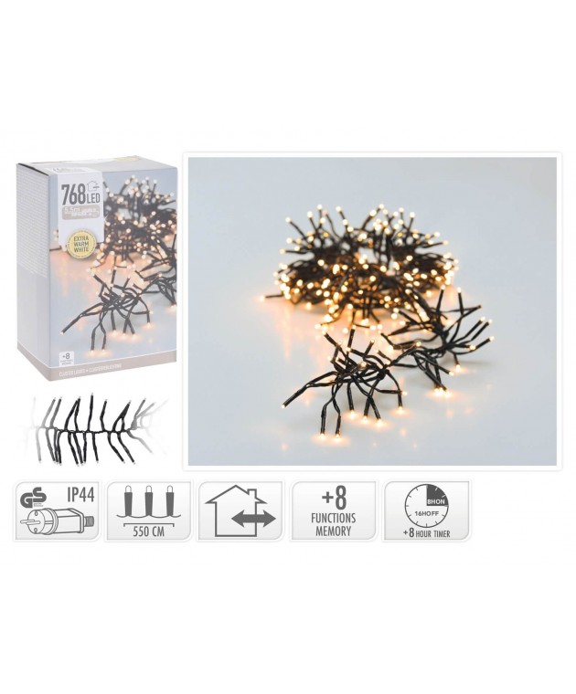 768 LED Φωτάκια - 5.5 Μέτρα - Χρονοδιακόπτης - Extra Θερμό Λευκό