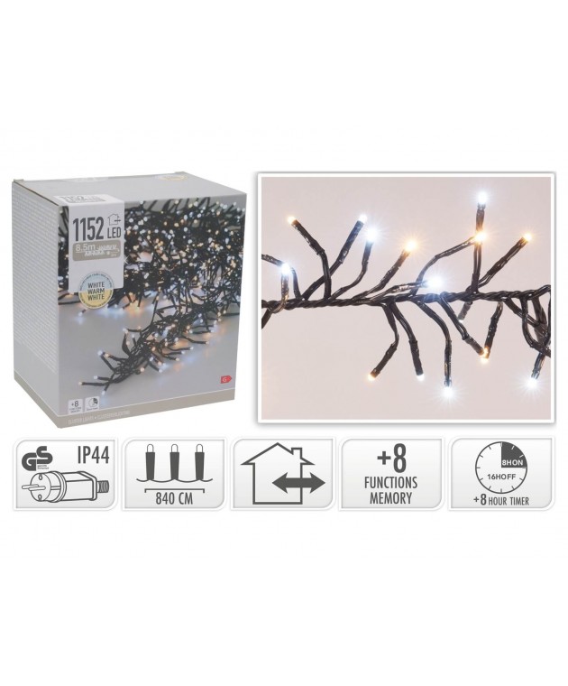 1152 LED Φωτάκια - 8.4 Μέτρα - Χρονοδιακόπτης - Λευκό, Θερμό Λευκό