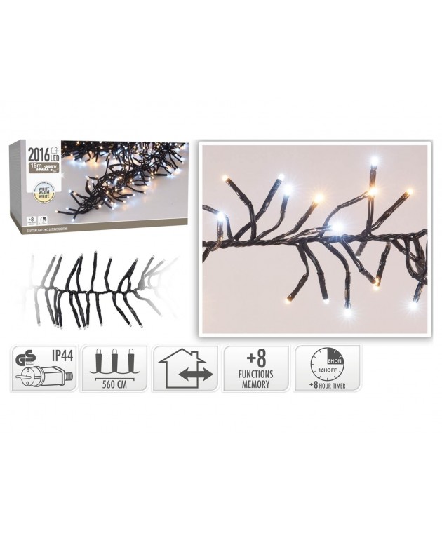 2016 LED Φωτάκια - 14.6 Μέτρα - Χρονοδιακόπτης - Λευκό, Θερμό Λευκό