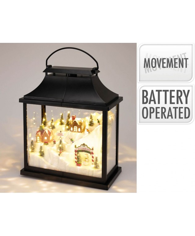 Φαναράκι με LED και χειμερινό τοπίο - 30x16x36cm Φαναράκια