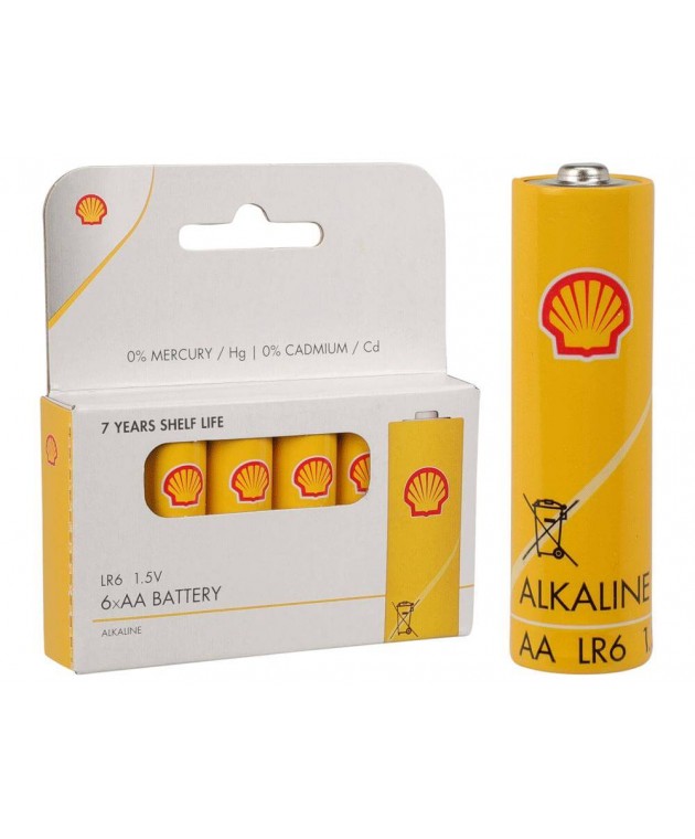 Αλκαλικές μπαταρίες AA Shell - 6τμχ