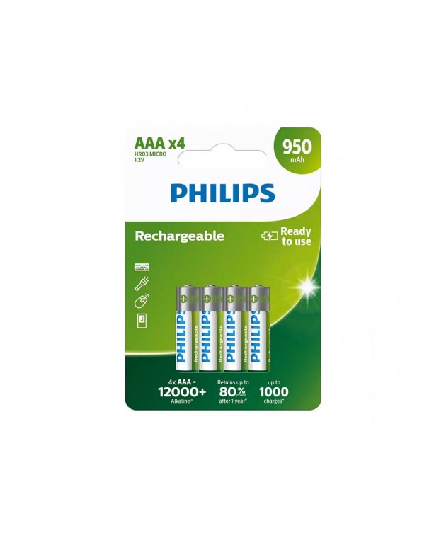 Μπαταρίες επαναφορτιζόμενες AAA Philips - 4τμχ