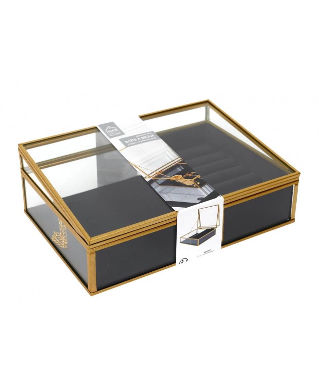 Θήκη κοσμημάτων γυάλινη Home Deco Factory - 23x16x8cm Θήκες Κοσμημάτων/Ρολογιών