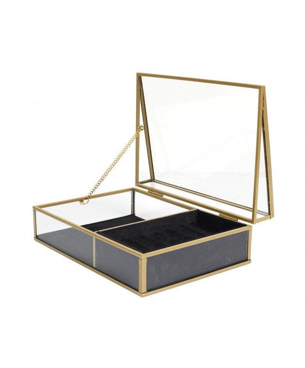 Θήκη κοσμημάτων γυάλινη Home Deco Factory - 23x16x8cm Θήκες Κοσμημάτων/Ρολογιών