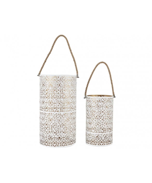 ΦΑΝΑΡΆΚΙΑ LANTERNE METAL AJOURE BLANC DORE X2 M1 HD0037 Φαναράκια