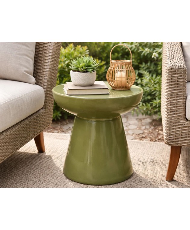 ΈΠΙΠΛΑ ΚΉΠΟΥ & ΒΕΡΆΝΤΑΣ SIDE TABLE VEI MGO GREEN Ψ40X40CM