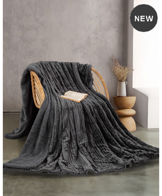  Κουβέρτα Fleece Υπέρδιπλη Jollein Anthracite (220x240), Rythmos Home Κουβέρτες Fleece Υπέρδιπλες