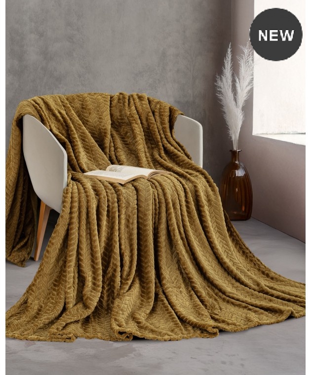  Κουβέρτα Fleece Υπέρδιπλη Harmonie Gold (220x240), Rythmos Home Κουβέρτες Fleece Υπέρδιπλες