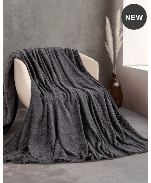 Κουβέρτα Fleece Υπέρδιπλη Harmonie Anthracite (220x240), Rythmos Home Κουβέρτες Fleece Υπέρδιπλες