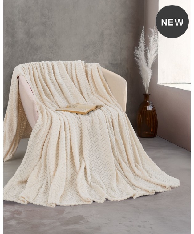  Κουβέρτα Fleece Υπέρδιπλη Harmonie Ecru (220x240), Rythmos Home Κουβέρτες Fleece Υπέρδιπλες