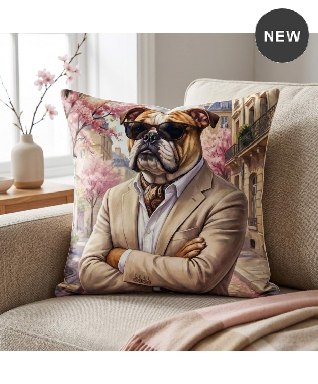 Διακοσμητική μαξιλαροθήκη (45Χ45) English Bulldog 101326, KELMA Μαξιλαροθήκες