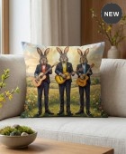 Διακοσμητική μαξιλαροθήκη (45Χ45) The Folk Rabbits 110325, KELMA Μαξιλαράκια Πασχαλινά