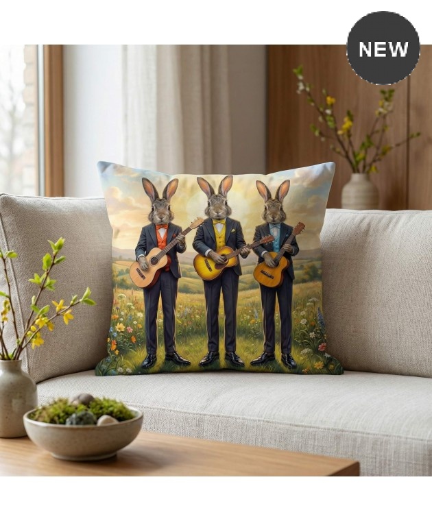 Διακοσμητική μαξιλαροθήκη (45Χ45) The Folk Rabbits 110325, KELMA Μαξιλαράκια Πασχαλινά