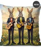 Διακοσμητική μαξιλαροθήκη (45Χ45) The Folk Rabbits 110325, KELMA Μαξιλαράκια Πασχαλινά