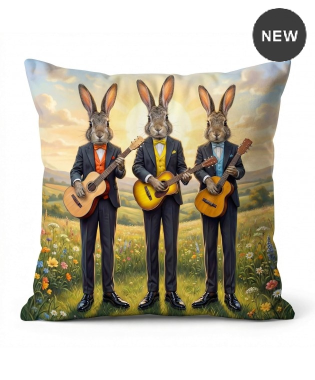 Διακοσμητική μαξιλαροθήκη (45Χ45) The Folk Rabbits 110325, KELMA Μαξιλαράκια Πασχαλινά