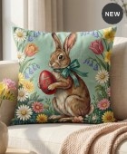 Διακοσμητική μαξιλαροθήκη (45Χ45) Garden Bloom Bunny 109625, KELMA Μαξιλαράκια Πασχαλινά