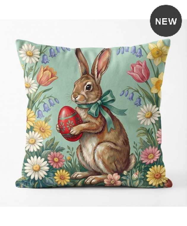 Διακοσμητική μαξιλαροθήκη (45Χ45) Garden Bloom Bunny 109625, KELMA Μαξιλαράκια Πασχαλινά