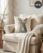 Διακοσμητική μαξιλαροθήκη (45Χ45) Wildflower Bunny 110025, KELMA Μαξιλαράκια Πασχαλινά