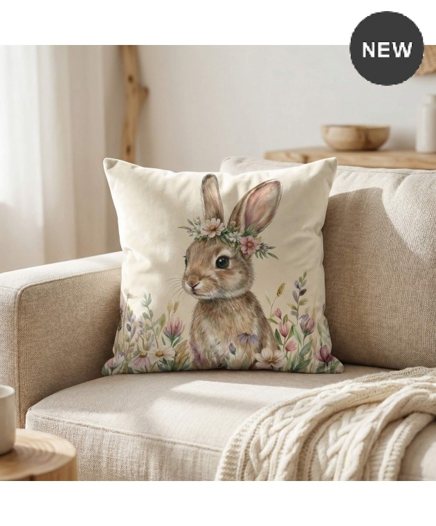 Διακοσμητική μαξιλαροθήκη (45Χ45) Bloom Bunny 109925, KELMA Μαξιλαράκια Πασχαλινά