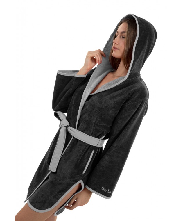 Μπουρνούζι New Comfy Black με κουκούλα Large Μπουρνούζια