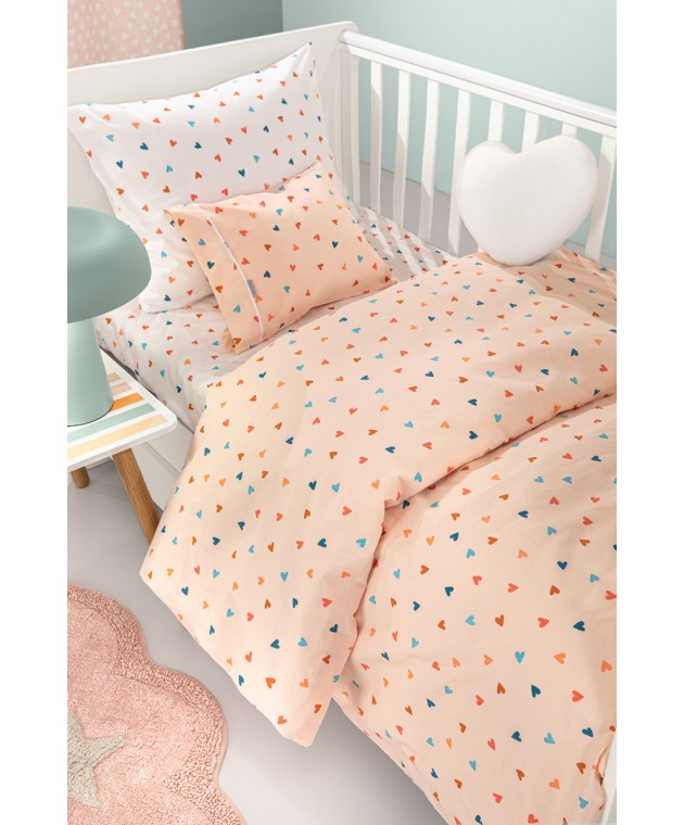 Σετ 3τμχ Βρεφικά Σεντόνια Amore Salmon 115X170 Βρεφικά Σετ Σεντόνια
