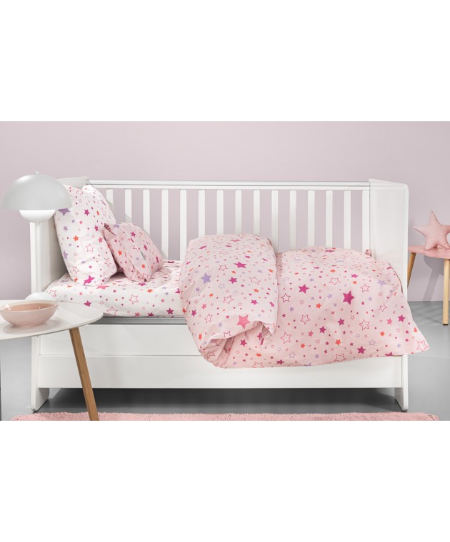 Σετ 3τμχ Βρεφικά Σεντόνια Starland Pink 115Χ170 Βρεφικά Σετ Σεντόνια