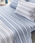 Σετ 4τμχ Σεντόνια Pinstripe Denim με Λάστιχο 170x200+32 Σεντόνια Υπέρδιπλα