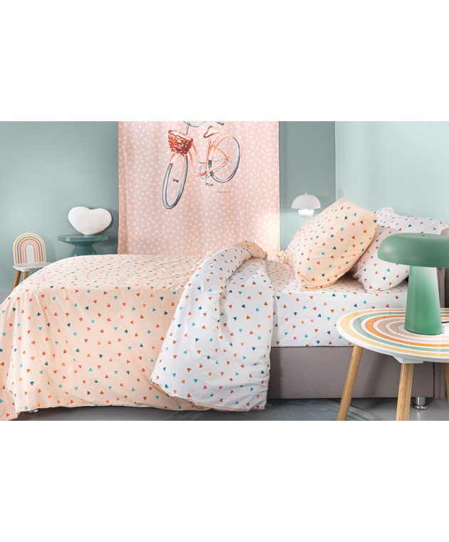 Σετ 3τμχ Παιδικά Σεντόνια Amore Salmon με Λάστιχο 100x200+28 Μονά