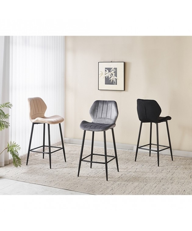 DYLAN BEIGE VELVET ΥΦΑΣΜΑ 65εκ. ΣΚΑΜΠΟ ΜΕΤΑΛΛΙΚΟ 46X45X65-95εκ. Σκαμπό