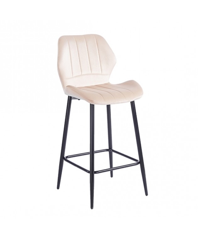 DYLAN BEIGE VELVET ΥΦΑΣΜΑ 65εκ. ΣΚΑΜΠΟ ΜΕΤΑΛΛΙΚΟ 46X45X65-95εκ. Σκαμπό