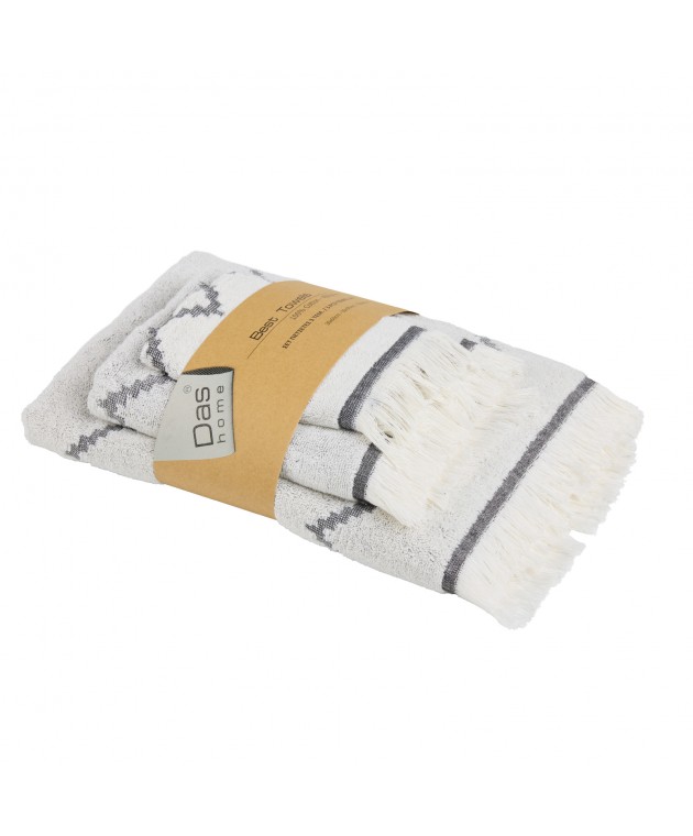 DAS HOME ΣΕΤ ΠΕΤΣΕΤΕΣ 3ΤΕΜΑΧΙΩΝ BEST 0873 BLACK Σετ πετσέτες Mπάνιου