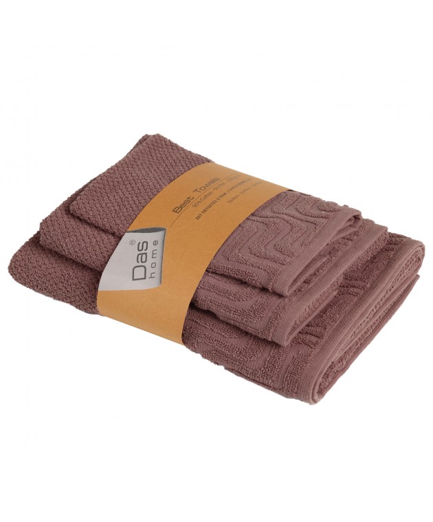 DAS HOME ΣΕΤ ΠΕΤΣΕΤΕΣ 3ΤΕΜΑΧΙΩΝ BEST 0879 DARK NUDE Σετ πετσέτες Mπάνιου