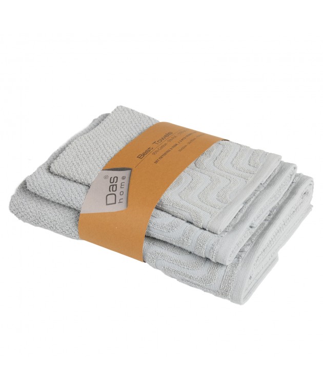 DAS HOME ΣΕΤ ΠΕΤΣΕΤΕΣ 3ΤΕΜΑΧΙΩΝ BEST 0881 GREY Σετ πετσέτες Mπάνιου