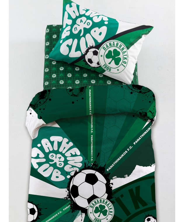 Σετ Μονά Σεντόνια Panathinaikos F.C. 110Χ200+30 FC12 Με Λάστιχο Μονά
