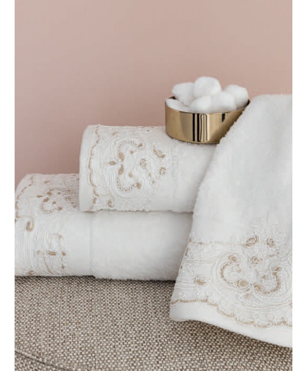 Σετ Πετσέτες Towels Collection LIST WHITE Νυφικές Πετσέτες
