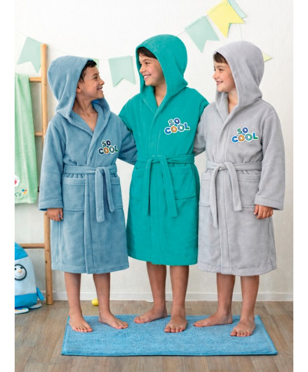 Μπουρνούζι με Κουκούλα Kids Bath COOL GREY 6-8 Παιδικά Μπουρνούζια