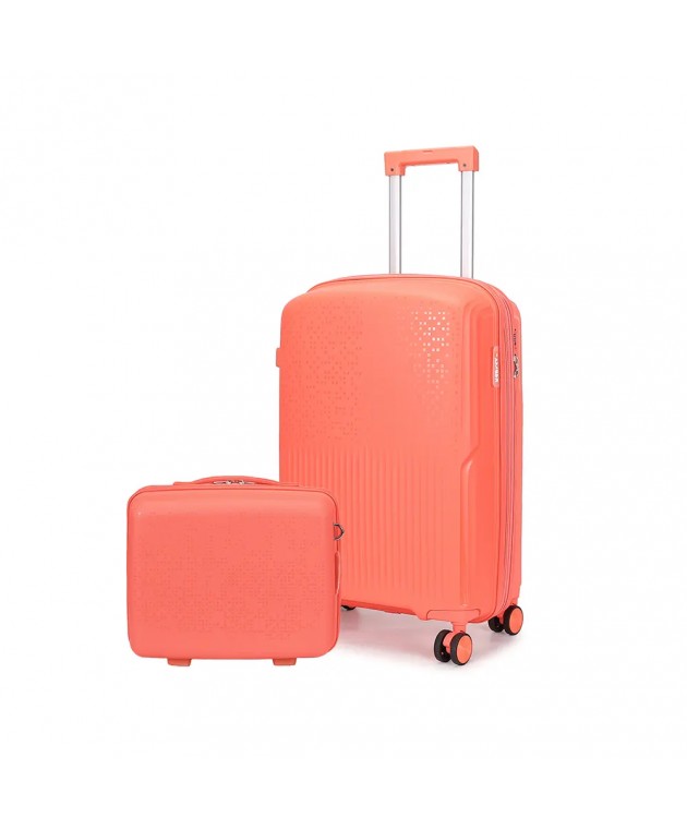 Σετ 2 τεμαχίων (Βαλίτσα Καμπίνας & Beauty case) AMBER Peachy Red AM1017 Σετ Βαλίτσες