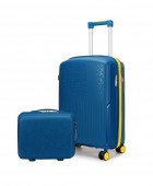 Σετ 2 τεμαχίων (Βαλίτσα Καμπίνας & Beauty case) AMBER Μπλε AM1017 Σετ Βαλίτσες