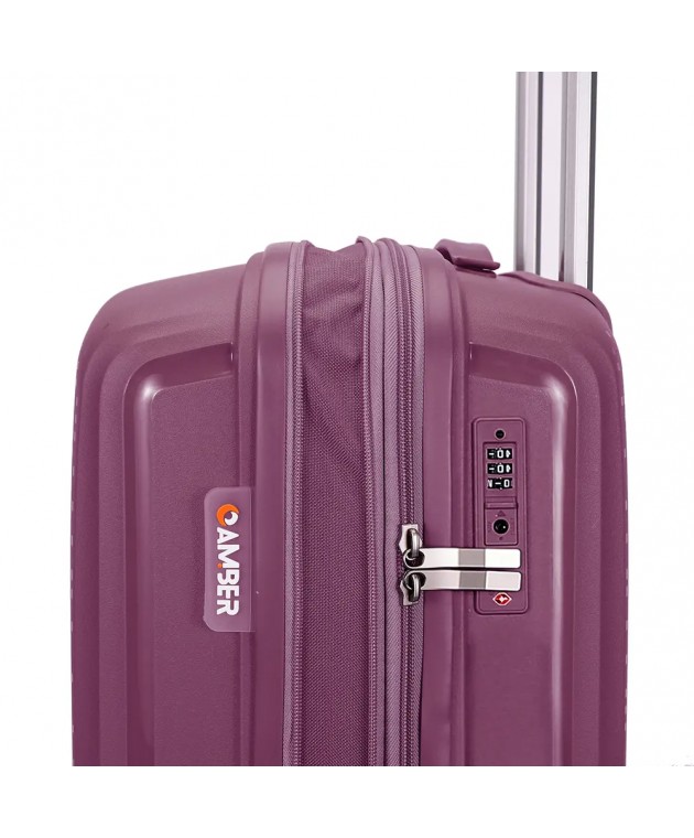 Σετ 2 τεμαχίων (Βαλίτσα Καμπίνας & Beauty case) AMBER Μωβ AM1017 Σετ Βαλίτσες