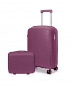 Σετ 2 τεμαχίων (Βαλίτσα Καμπίνας & Beauty case) AMBER Μωβ AM1017 Σετ Βαλίτσες