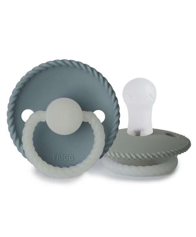 Σετ 2 Πιπίλες Σιλικόνης Νυκτός FRIGG Rope - Stone Blue/Sage 0-6 Μηνών