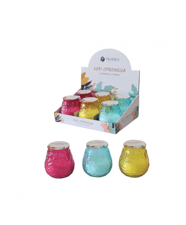 ESTIA ΚΕΡΙ CITRONELLA ΣΕ ΓΥΑΛΙΝΟ ΔΟΧΕΙΟ 140gr ΑΣΟΡΤΙ Κεριά