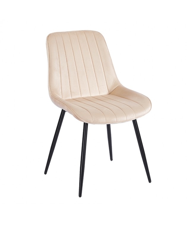 BONY BEIGE VELVET ΥΦΑΣΜΑ ΚΑΡΕΚΛΑ ΜΕΤΑΛΛΙΚΗ 51X58X87εκ. Καρέκλες