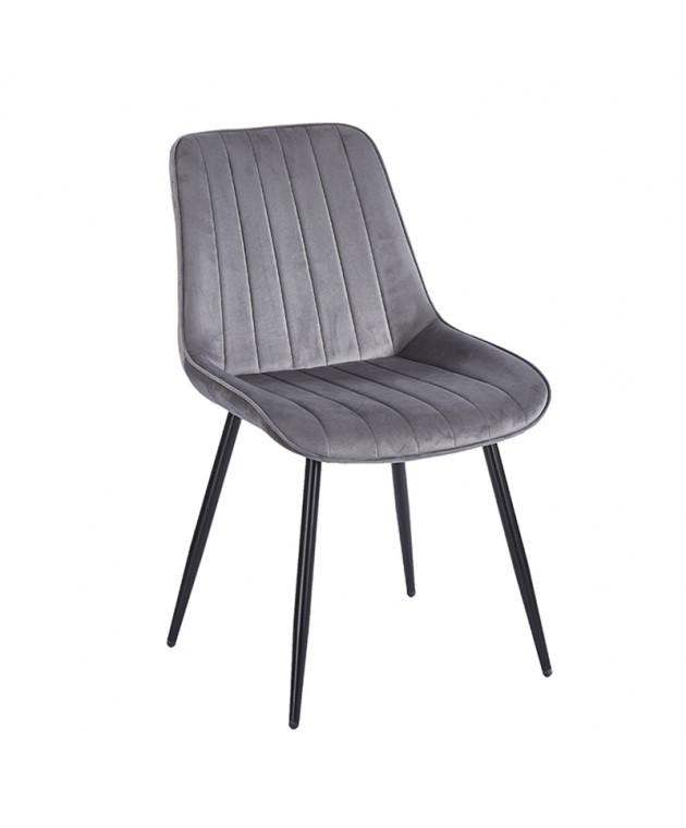 BONY GREY VELVET ΥΦΑΣΜΑ ΚΑΡΕΚΛΑ ΜΕΤΑΛΛΙΚΗ 51X58X87εκ. Καρέκλες