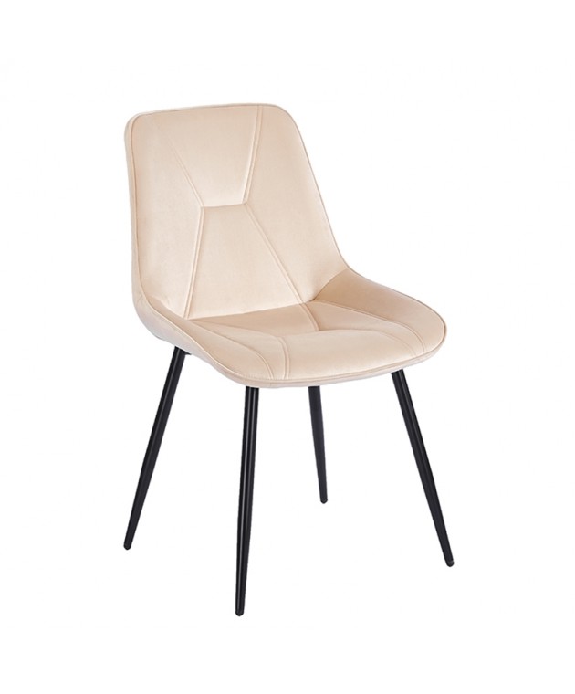 SILVIA BEIGE VELVET ΥΦΑΣΜΑ ΚΑΡΕΚΛΑ ΜΕΤΑΛΛΙΚΗ 51X58X87εκ. Καρέκλες